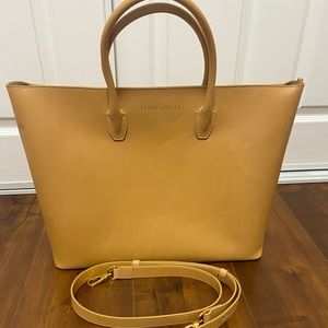 Teddi Joelle Zipper Essentials Large Leather Tote in Natural